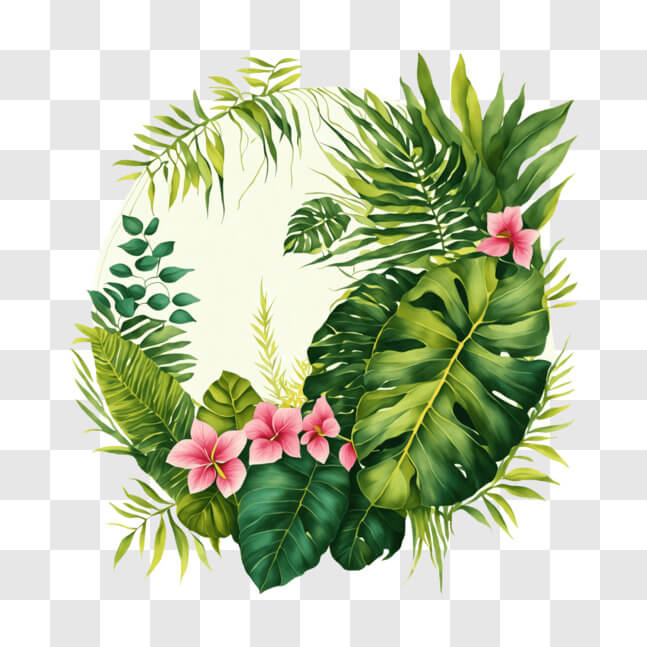 Download Tropical Plants and Flowers Arrangement PNG Online - Creative ...