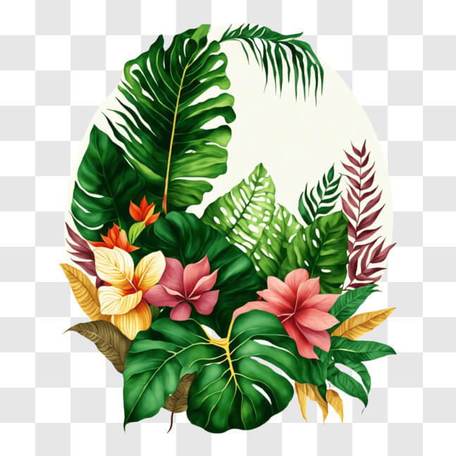 Download Beautiful Tropical Plant and Flower Arrangement PNG Online ...