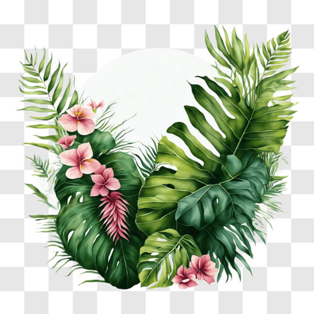 Download Tropical Plants And Flowers Painting - Jungle Theme Png Online 