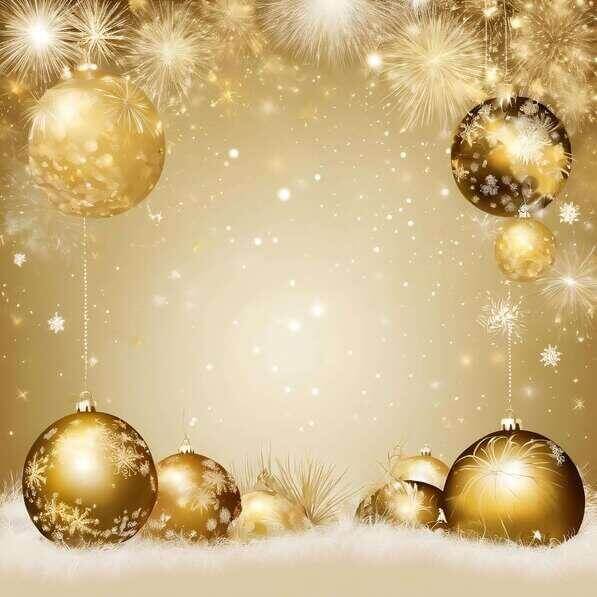 Download Golden Christmas balls and snowflakes background Backgrounds ...