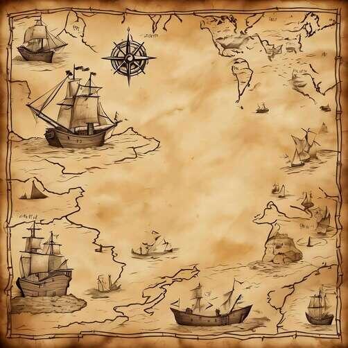 Download Old Parchment Map with Pirate Ship and Ships Backgrounds ...