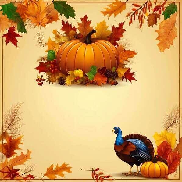 Download Thanksgiving Background with Turkey and Pumpkin Backgrounds