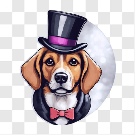 Download Adorable Dog in Orange Top Hat and Bow Tie Cartoons Online ...