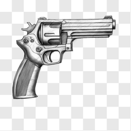 Black and White Pen and Ink Drawing of an Empty Revolver Sketches thumbnail
