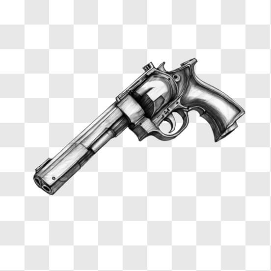 Black and White Calligraphy Style Revolver Drawing Sketches thumbnail