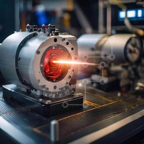 Industrial Laser Machine emitting red light stock photo Creative Fabrica