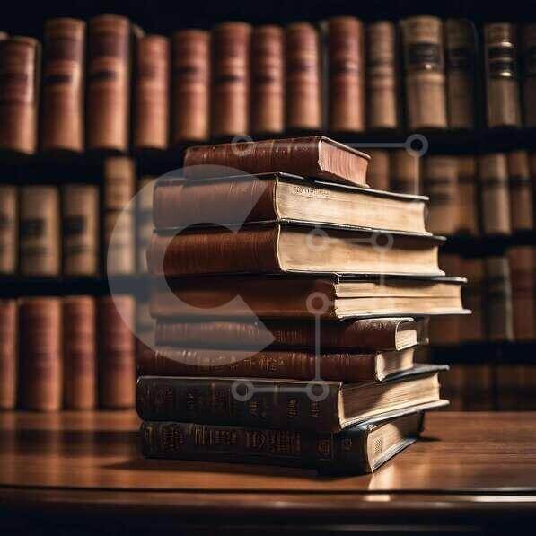 Vintage Old Books Stacked in Library stock photo | Creative Fabrica