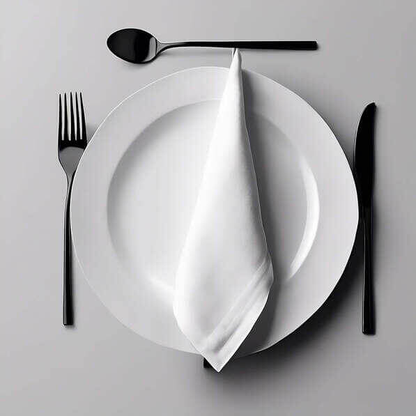 Download Proper Table Setting with White Plate, Napkin, and Silverware ...