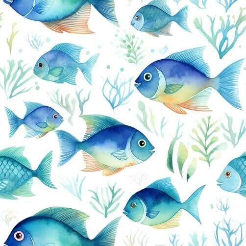 Seamless Blue and Orange Fish Pattern in the Sea Seamless Blue and Orange Fish Pattern in the Sea thumbnail