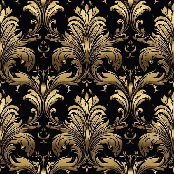 Download Elegant Gold Damask Pattern on Black Background Patterns ...