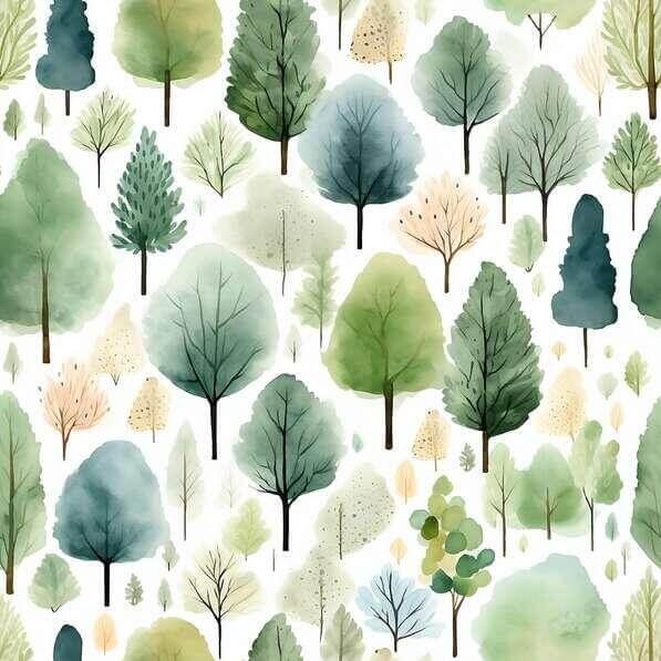 Seamless Tree Pattern in Green, Blue, and White Seamless Tree Pattern in Green, Blue, and White thumbnail