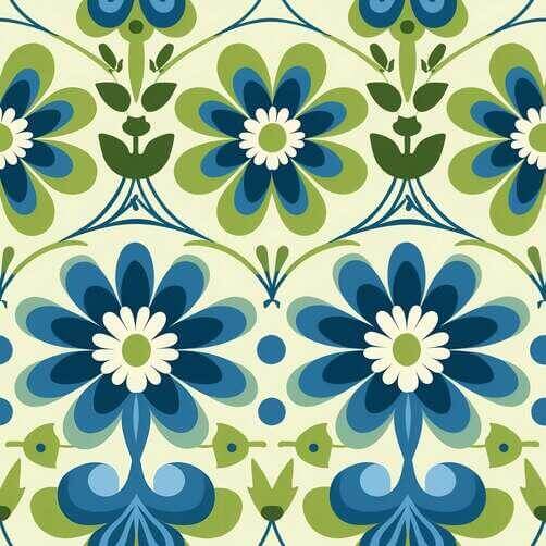 Floral Pattern Art Installation in Blue, Green, and White Floral Pattern Art Installation in Blue, Green, and White thumbnail