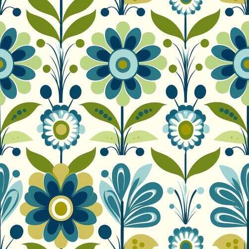 Colorful Floral Pattern Background with Blue, Green, and Yellow Flowers Colorful Floral Pattern Background with Blue, Green, and Yellow Flowers thumbnail