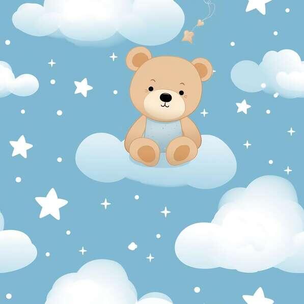 Download Brown Teddy Bear Sitting on Cloud with Stars and Clouds ...