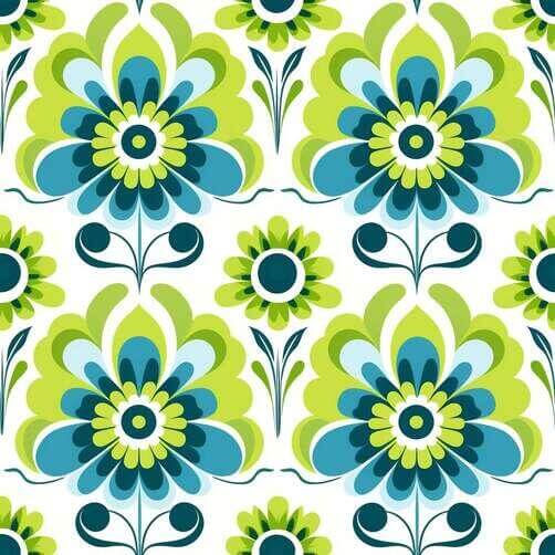Colorful Floral Pattern with Blue, Green, and Yellow Flowers Colorful Floral Pattern with Blue, Green, and Yellow Flowers thumbnail
