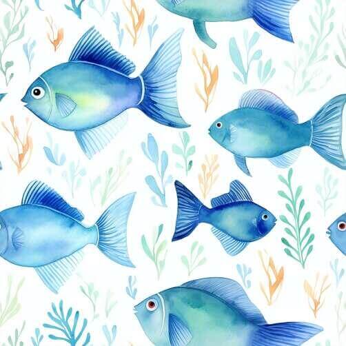 Seamless Blue and Orange Fish Pattern in the Sea Seamless Blue and Orange Fish Pattern in the Sea thumbnail