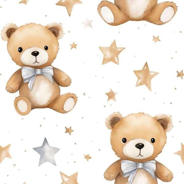 Download Seamless Teddy Bear Pattern with Brown Bears and Stars ...