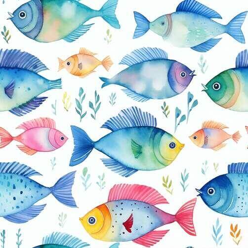 Colorful Watercolor Fish Pattern Background Colorful Watercolor Fish Pattern Background thumbnail