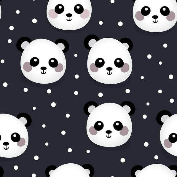 Download Panda bear seamless pattern on dark background with white dots ...