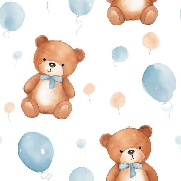 Download Seamless Teddy Bear and Balloon Pattern for Baby Showers and ...