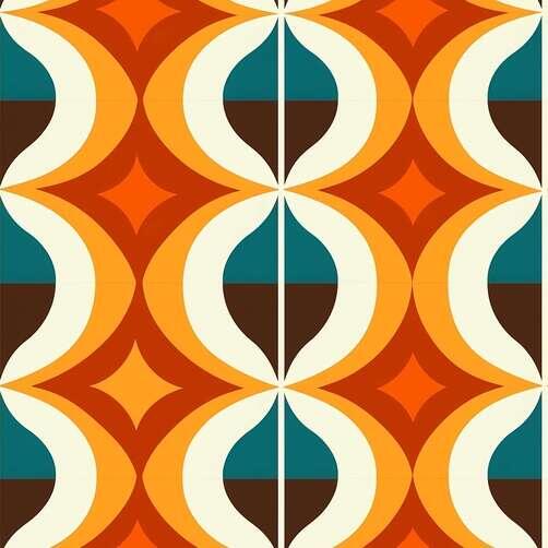 Orange, Brown, and Blue Geometric Pattern from the 1970s Orange, Brown, and Blue Geometric Pattern from the 1970s thumbnail