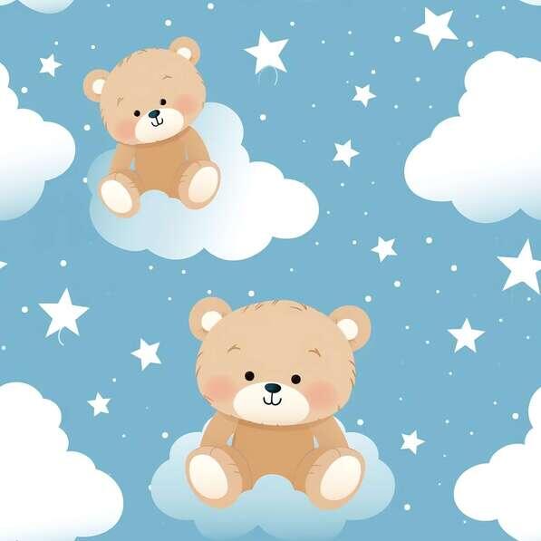 Download Teddy Bear Seamless Pattern on Clouds with Stars and Moons ...