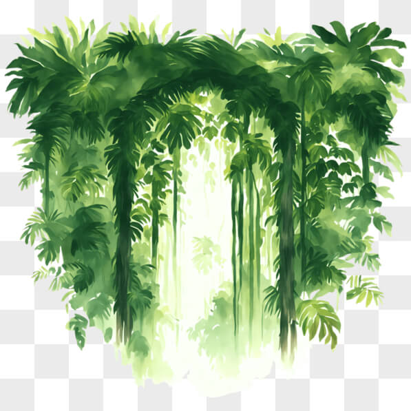 Download Lush Green Jungle with Trees and Archway Illustration PNGs ...