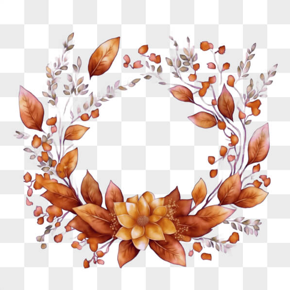 Download Autumn Wreath made of Leaves and Flowers PNGs Online ...
