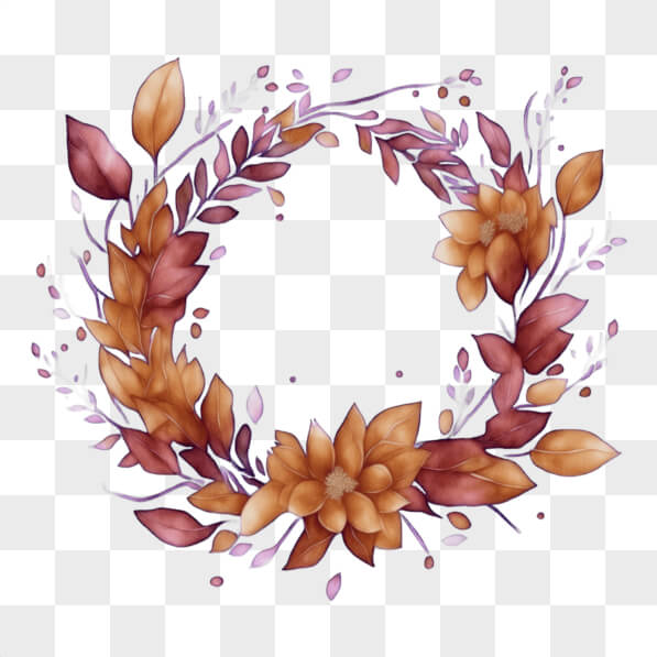 Download Autumn Wreath with Leaves and Flowers for Fall Season PNGs ...