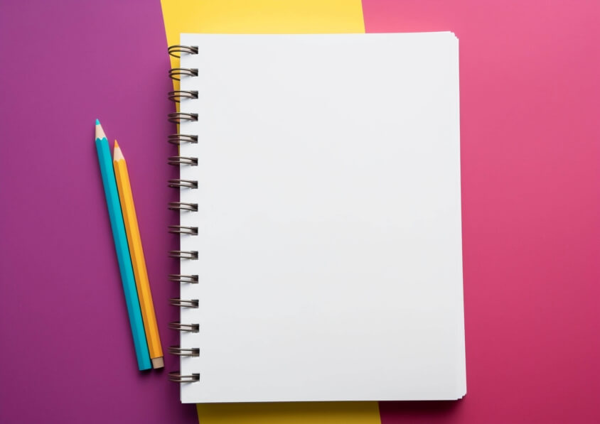 Download Empty Notebook and Pencil on Colorful Background Mockups ...