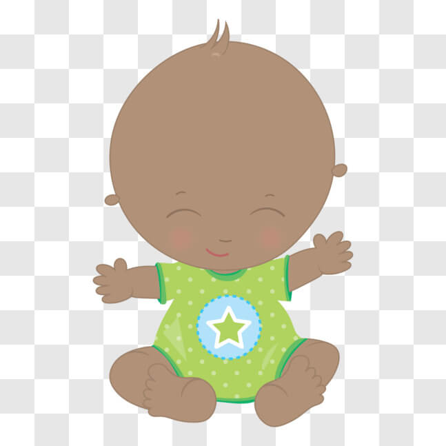 Download Adorable Cartoon Baby in Green Overalls with Polka-dotted ...