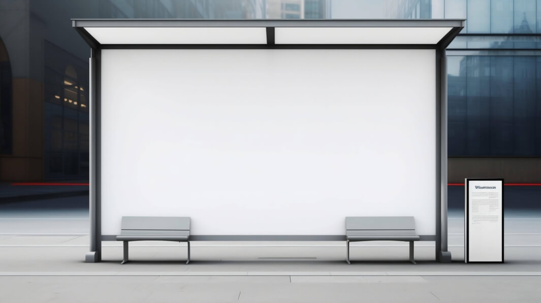 Download Empty Bus Stop with Benches and Blank Wall Mockups Online ...