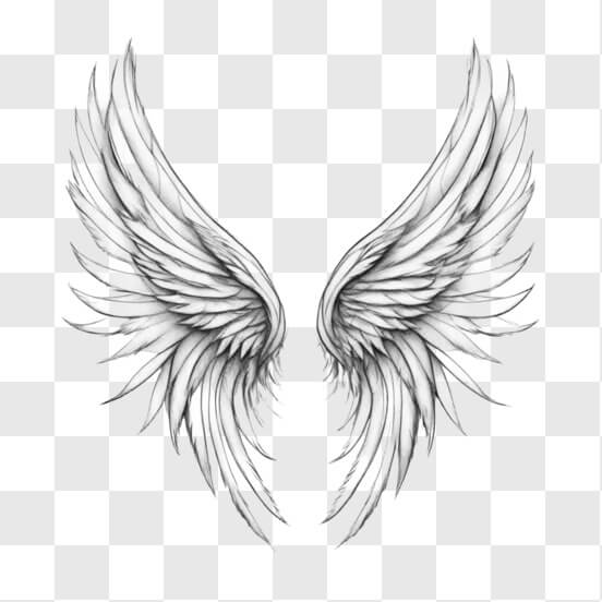 Download Black and White Angel Wings Drawing for Tattoo Inspiration ...