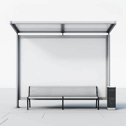 Download Empty Bus Stop with Benches and Blank Wall Mockups Online ...