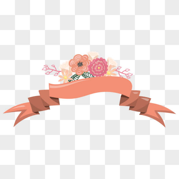 Flower Streaming Ribbon Download Elegant Pink Ribbon with Flowers for Event Decor PNG Online ...