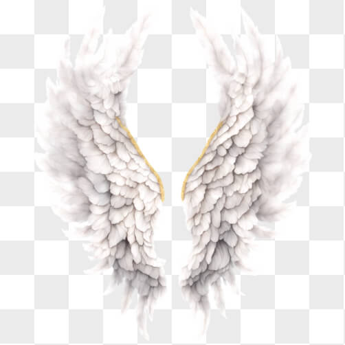 White Angel Wings on Black Background