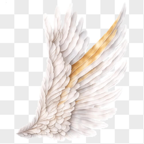 White and Gold Angel Wing for Representing Angels or Bird Wings