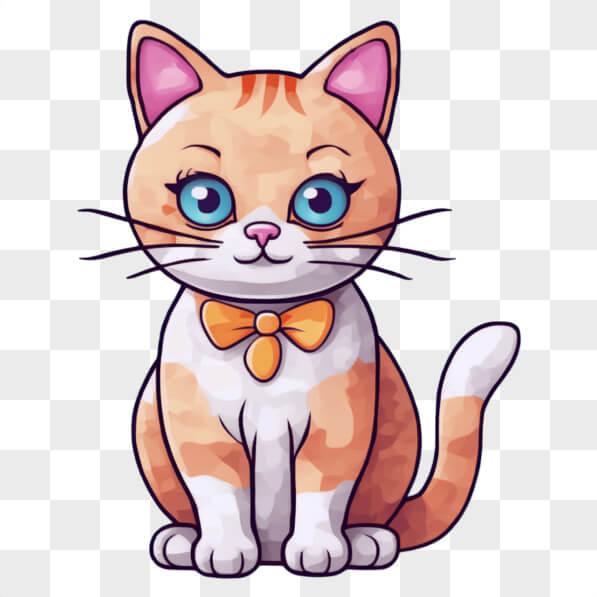 Download Adorable Cartoon Cat with Orange and White Collar and Bow Tie ...