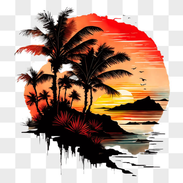 Télécharger Paysage tropical avec des palmiers et un coucher de soleil ...