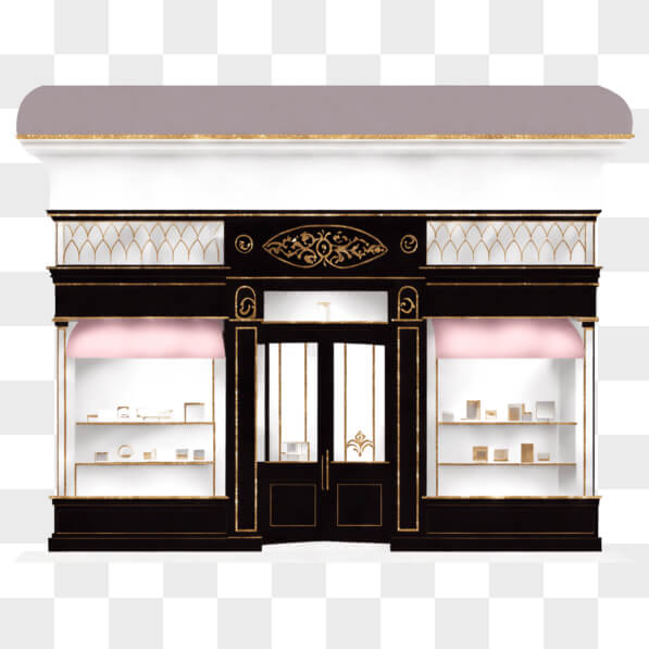 Download Black and White Storefront with Glass Display Cases PNGs ...