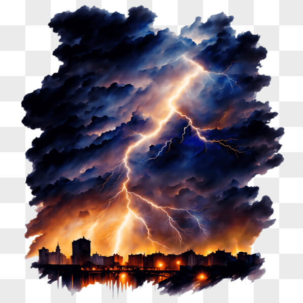 Download Lightning Strike in the Night Sky PNGs Online - Creative Fabrica