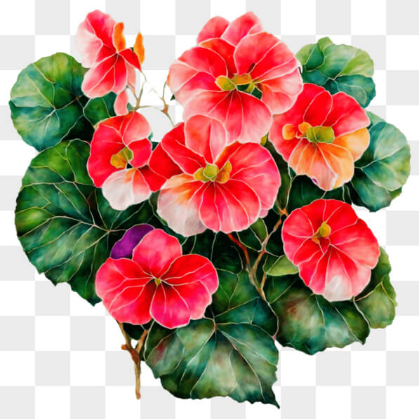Download Bouquet of Red and White Flowers in a Painting PNG Online ...