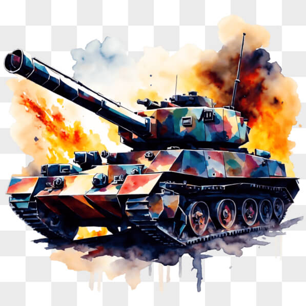 Download Colorful Painting of an Armored Tank with Smoke PNGs Online ...