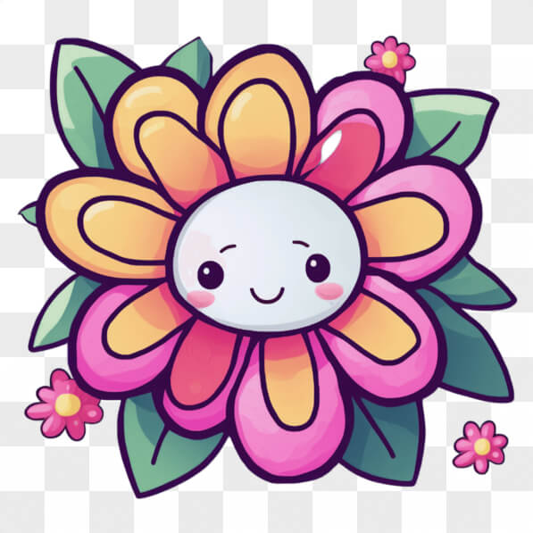Download Vibrant Cartoon Flower Illustration on Black Background ...