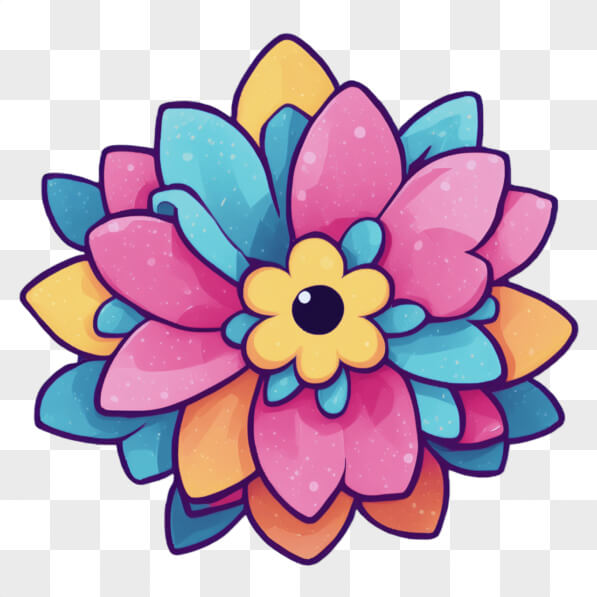 Download Colorful Flower on Black Background Cartoons Online - Creative ...