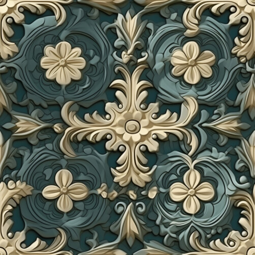 Blue and Gold Ornate Floral Pattern on Tiled Background Patterns Blue and Gold Ornate Floral Pattern on Tiled Background Patterns thumbnail