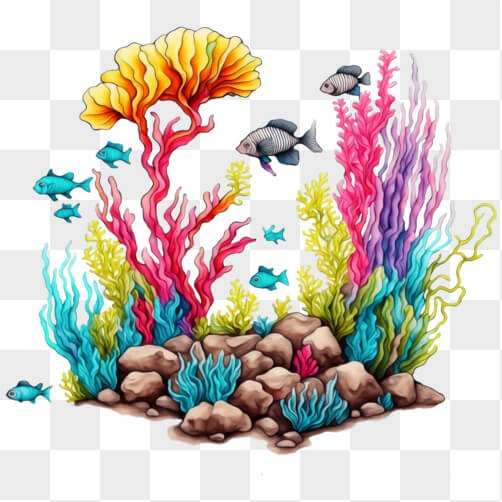 Fish And Rocks Download Colorful Underwater Scene with Corals, Fish, and Marine Life ...