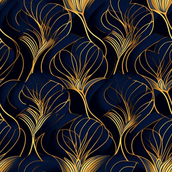 Download Seamless Gold and Floral Pattern on Dark Blue Background ...