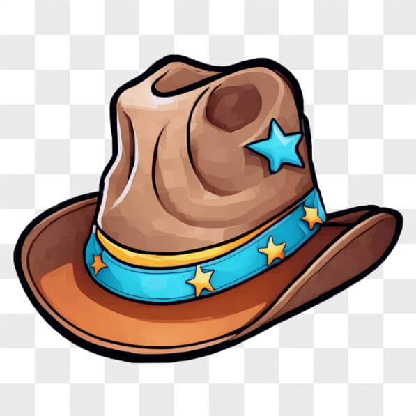 Download Western Style Cartoon Cowboy Hat with Blue and Brown Stars ...