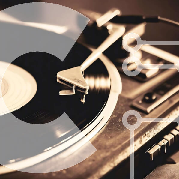 Vintage Turntable Record Player with Stylus and Wires stock photo